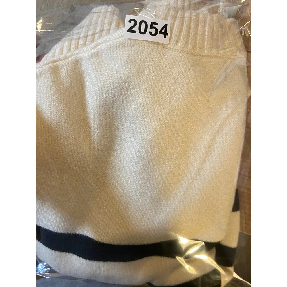 A New Day Women's Striped Crewneck Pullover Sweater Cream Black Large NWT - Picture 10 of 10